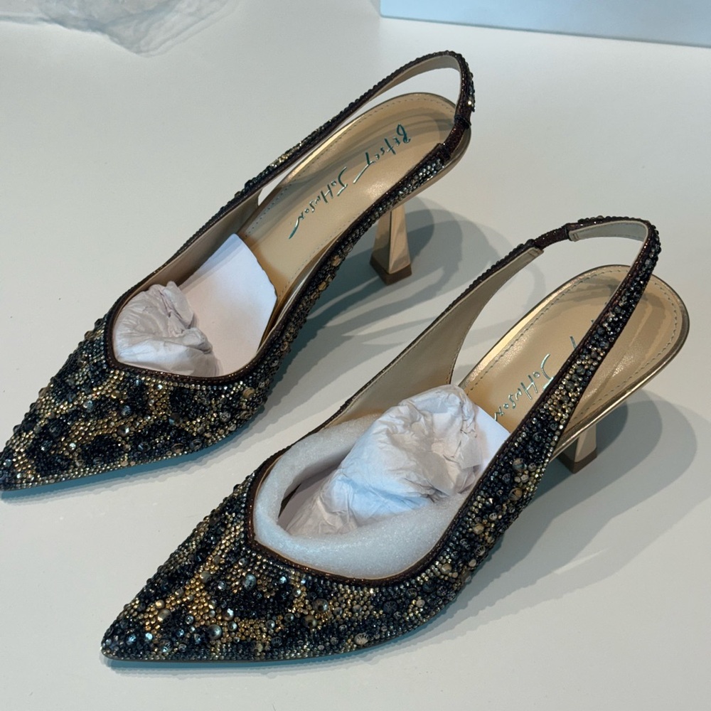 Betsey Johnson Leopard Embellished Slingback Heels - Picture 6 of 7